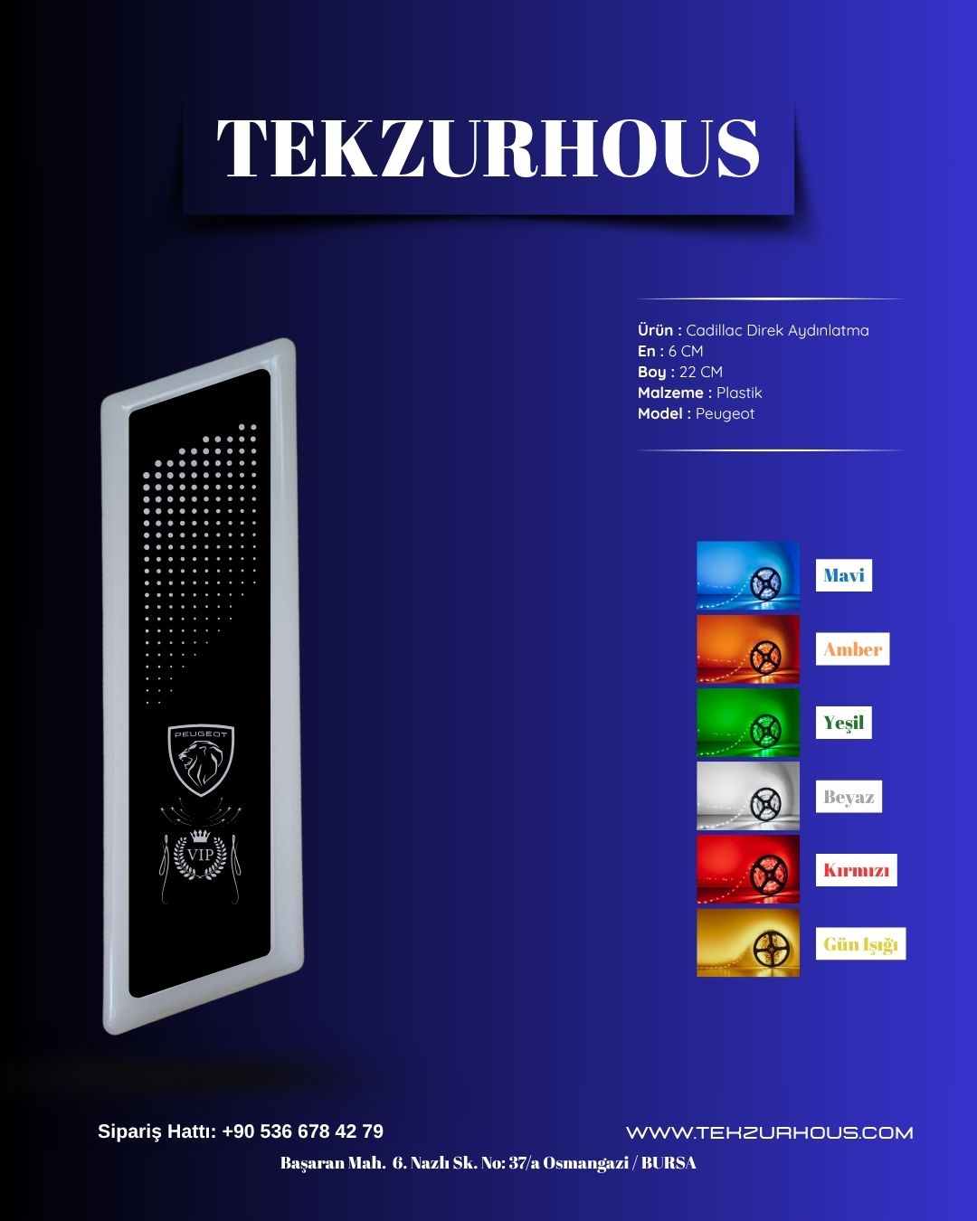 Cadillac Direk lamba Aydınlatma (Peugeot)