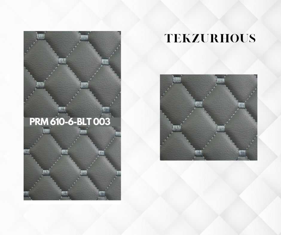 KAPİTONE DERİ KOYU GRİ DERİ GRİ NAKIŞ BAKLAVA DESEN PRM 610-6 BLT 003
