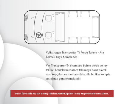 Volkswagen T4 Raylı + Ara Bölmeli Set "5Cam"